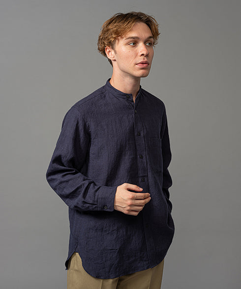 MR.OLIVE / FRENCH LINEN CLOTH / BAND COLLAR L/S SHIRT ミスターオリーブ/フレンチリネンクロス/バンドカラー ロングスリーブシャツ
